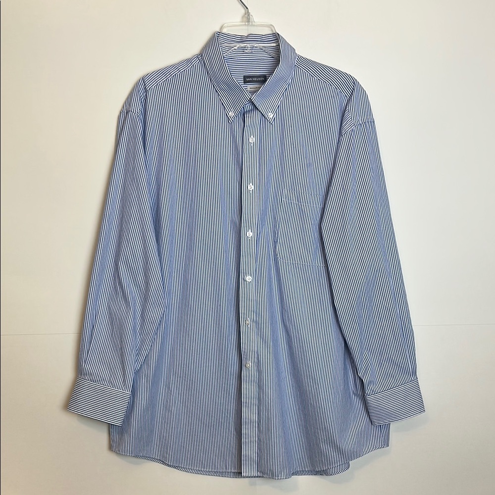 Van Heusen Blue Dress Shirt Classic Collar Long Sleeves XXL - Picture 2 of 14